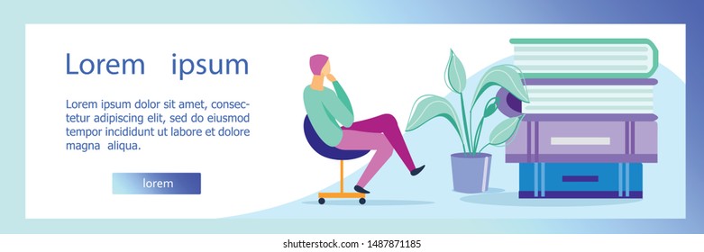 Flyer Optimization Financial Structure Company. Man Sits in an Office Chair and Ponders Books Cartoon. Strategy Improving Return on Equity in Book Flat. Vector Illustration Landing Page.