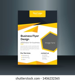 Flyer orange brochure design template. Vector illustration