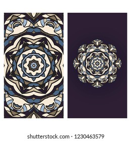 Flyer pages Ornament Illustration Concept with Mandala. Vintage Art Indian, Magazine. Vector Decorative Layout Design.