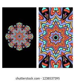 Flyer pages Ornament Illustration Concept with Mandala. Vintage Art Indian, Magazine. Vector Decorative Layout Design.
