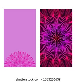 Flyer Pages Ornament Illustration Concept With Mandala. Vintage Art Indian, Magazine. Vector Decorative Layout Design. Purple color.