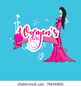 Flyer or Pamphlet with stylish text 8 March Happy International Women's Day celebration.Text card invitation, template.  Lettering typography poster. Banner on textured background
