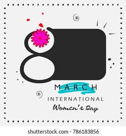 Flyer or Pamphlet with stylish text 8 March Happy International Women's Day celebration.Text card invitation, template.  Lettering typography poster. Banner on textured background