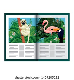 flyer paper with tropical fauna print