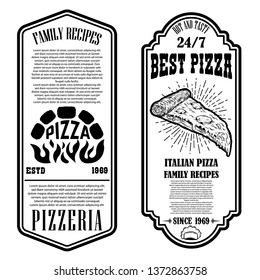 flyer of pizzeria. Design elements for logo, label, sign, badge, poster.Vector illustration