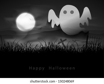 Flyer, poster or banner for Halloween Party Night background with classical character of ghost.
