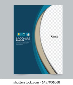Flyer or poster. Brochure design. Annual report cover template. Vectical a4 layout for advertisement, presentation, bsuiness, education. Blue color. Vector illustration.