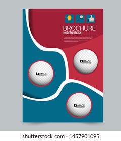 Flyer or poster. Brochure design. Annual report cover template. Vectical a4 layout for advertisement, presentation, bsuiness, education. Blue and red color. Vector illustration.