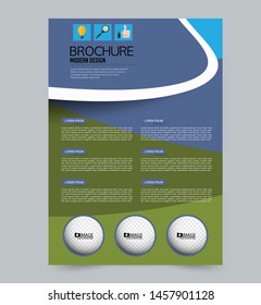Flyer or poster. Brochure design. Annual report cover template. Vectical a4 layout for advertisement, presentation, bsuiness, education. Blue and green color. Vector illustration.