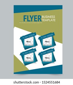 Flyer or poster. Brochure design. Annual report cover template. Vertical a4 layout for advertisement, presentation, business, education. Blue and green color. Vector illustration.