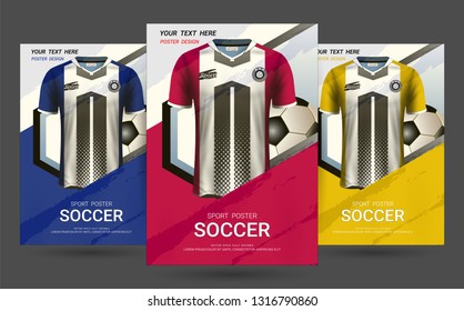 Flyer & Poster Cover design template with Soccer jersey and t-shirt sport mockup uniform,  EPS10 vector 