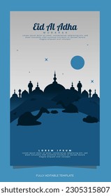 A flyer poster eid al adha with mosque