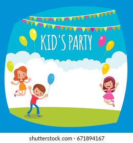 Flyer, poster or notice for a children's party stock vector cartoon illustration