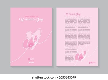 Flyer poster pamphlet brochure cover design layout space for photo background, International Women's Day, vector illustration template, A4 size