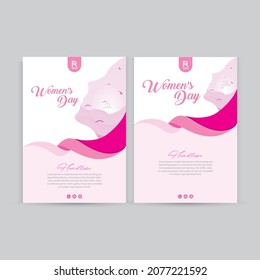 Flyer poster pamphlet brochure cover design layout space for photo background, International Women's Day, vector illustration template, A4 size