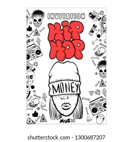 Flyer, poster Rap battle, concert hip-hop music. Vector template design, brochure, cover book, page