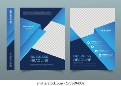 flyer poster template design, report leaflets book cover brochure pamphlet annual, a4 print layout with blue color vector illustration
