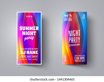 Flyer or poster template layout for musical night party.Modern abstract background.Banner or brochure design for night disco club,dance event,concert, invitation,entertainment,show.Vector illustration