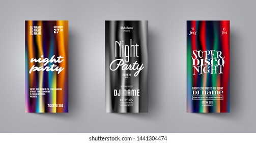 Flyer or poster template layout for musical night party.Modern abstract background.Banner or brochure design for night disco club,dance event,concert, invitation,entertainment,show.Vector illustration