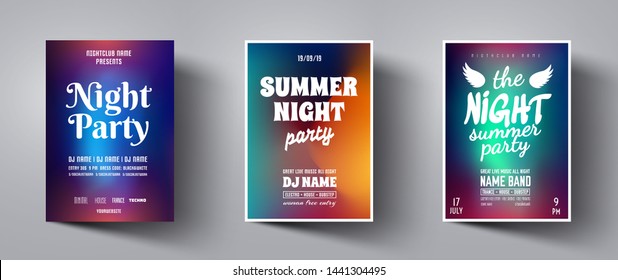 Flyer or poster template layout for musical night party.Modern abstract background.Banner or brochure design for night disco club,dance event,concert, invitation,entertainment,show.Vector illustration