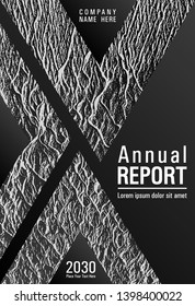 Flyer poster vector graphic design. Black and white monochrome waves texture. Buzzing rippling motion background texture. Modern poster, cover or flyer template. Flat geometric cover leaflet.