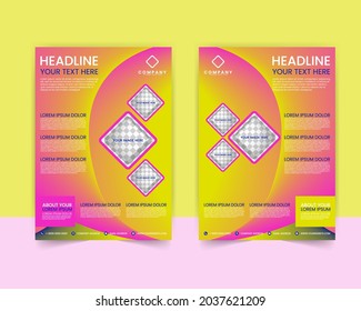 Flyer Poster Vector Template. Fluid modern Flyer design, empty circle for photo place. Perfect for social media, book covers, layouts in A4 size.
