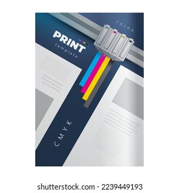 Flyer print theme Cover cmyk lines cartridge prints design template vector 
