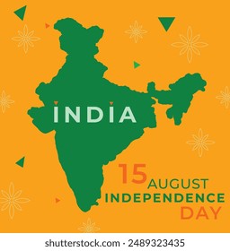 The flyer prominently displays "INDIA" in bold white letters within the map Decorative elements, including geometric shapes and floral patterns, enhance the festive look of the flyer.