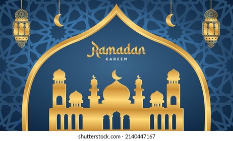 Flyer Ramadan Kareem. Background Ramadan. Gradient Gold