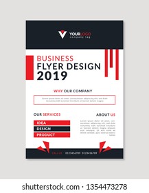 Flyer Red brochure design template. Vector illustration.