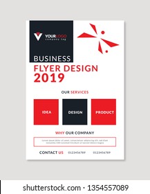 Flyer red brochure design template. Vector illustration.