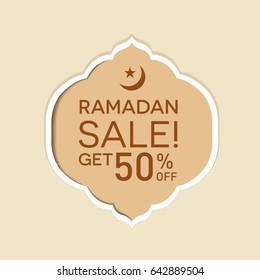 Flyer, Sale, discount, greeting card, label or banner occasion of Ramadan kareem and Eid celebration with midnight background illustration