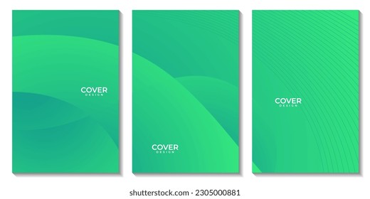 flyer set with abstract green organic colorful background