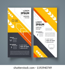 Flyer set brochure design template header cover curves waves theme yellow color