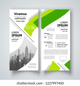 Flyer set brochure design template header cover curves waves theme green color