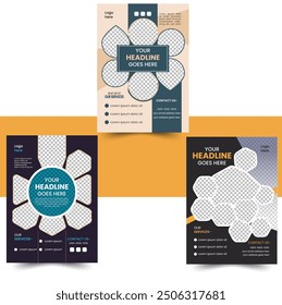 Flyer set with different shapes and colors