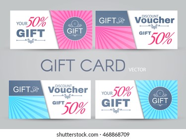 Flyer Set. Gift Voucher Template with Colorful Burst. Cosmetics and Medical Set. Vector illustration