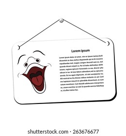 Flyer and smiley with a laugh. Vector illustration.