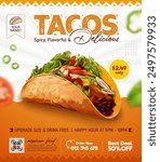 Flyer and social media post template, Mexican food ads banner, Tacos Mexican food banner