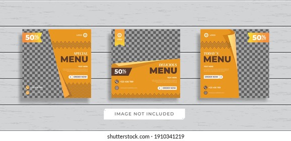Flyer or Social Media Post Template Themed Food With Simple and looks Modern Concept and Bundle Set