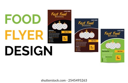 Flyer or Social Media Post Template Themed Food. Set of food social media templates. with editable element and black, white, yellow color. And vegetables icon. 