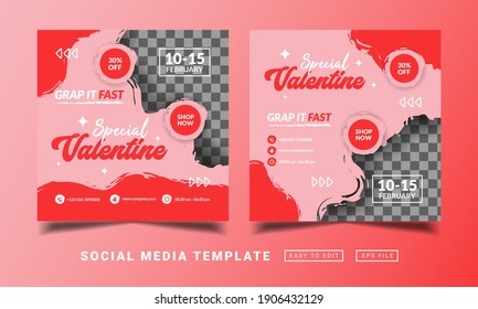 Flyer or social media post themed special valentine day template
