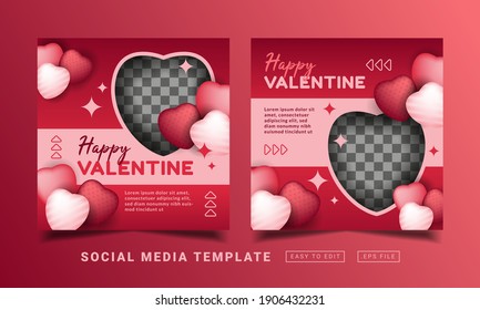 Flyer or social media post themed happy valentine day template