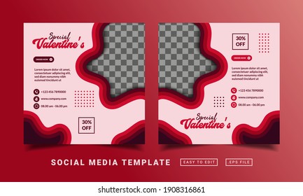 Flyer or social media post themed special valentine promo template