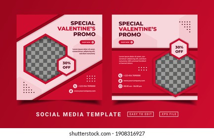 Flyer or social media post themed special valentine's day template