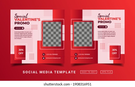 Volante o medios sociales publican plantillas temáticas del día de San Valentín feliz