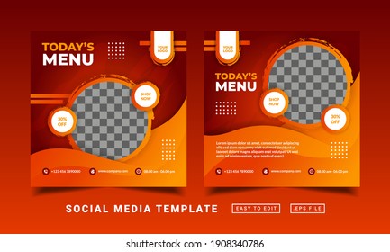 Flyer or social media post themed restaurant food menu template