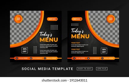 Flyer or social media post themed restaurant food menu template