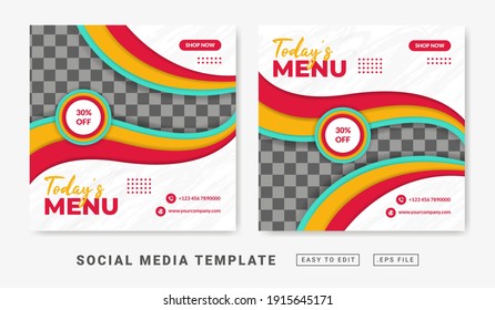 Flyer or social media post themed restaurant food menu template