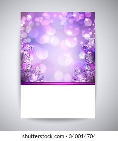 Flyer  with  soft  lilac and light pink colors. holiday background 